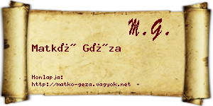 Matkó Géza névjegykártya